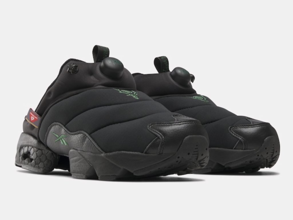 Reebok x SOUTH2 WEST8 IPF Mule in black and green colorway, showing slip-on silhouette and ripstop upper details